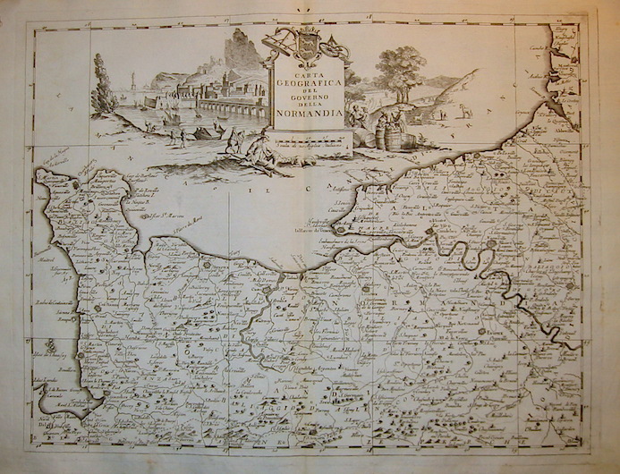 Albrizzi Giambattista (1698-1777) Carta geografica del Governo della Normandia 1750 Venezia